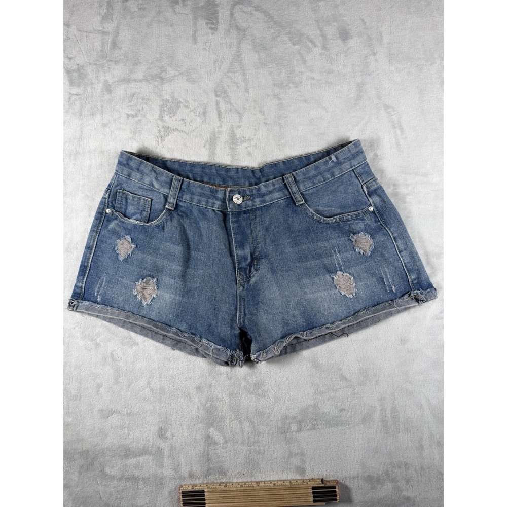 SugarLips Blue Junior Women's Denim Shorts With Distressed Accent Detail Size 10